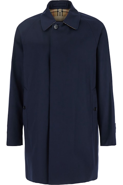 معاطف وجواكت لـ القسم الرجالي Burberry 'camden' Blue Trench With French Collar In Cotton Man