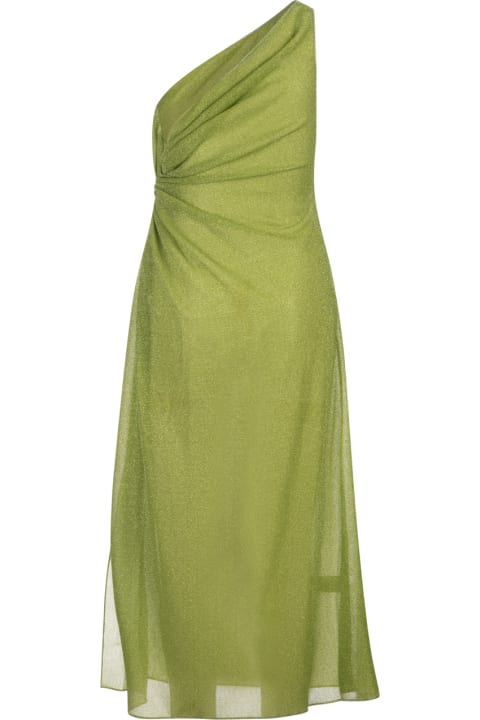 Oseree Women Oseree Lime Lumiere One-shoulder Midi Dress