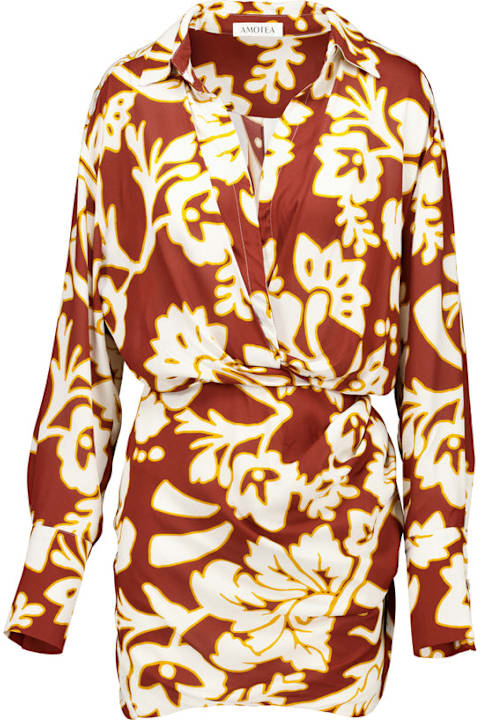 Amotea Clothing for Women Amotea Sofia In Flowered Burgundy Viscose