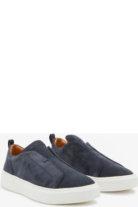 Homeware Kiton Blue Navy Calf Skin Sneakers