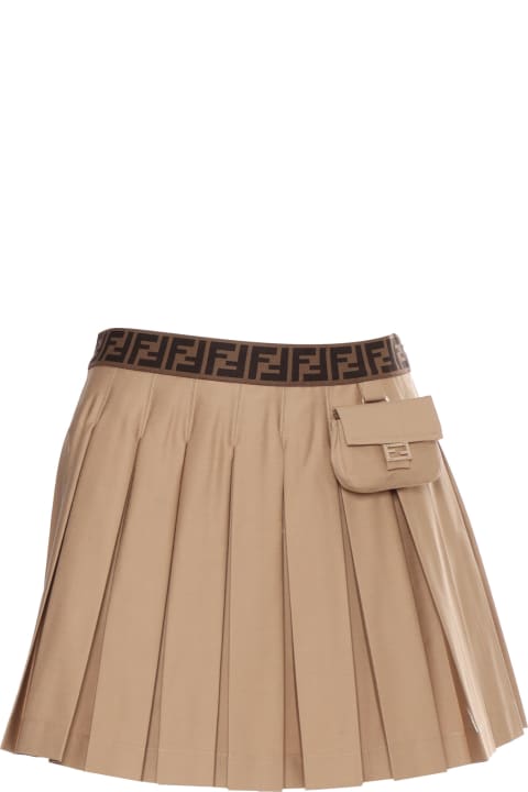 Fendi Sale for Kids Fendi Beige Gabardine Skirt
