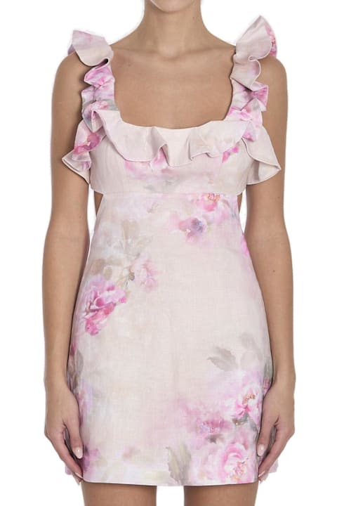Homeware Zimmermann Crush Frill Floral Printed Mini Dress