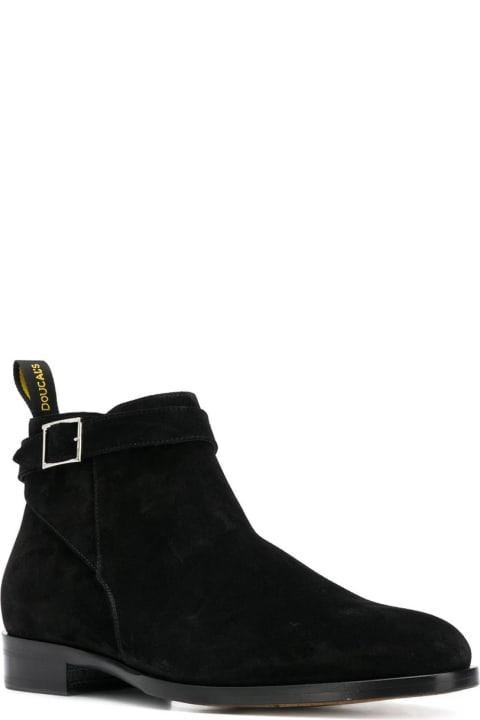 Fashion for Men Doucal's Black Suede Ankle Boots With Buckle