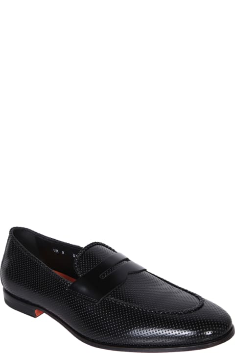 Loafers & Boat Shoes for Men Santoni Grifone Glossy Black Loafer