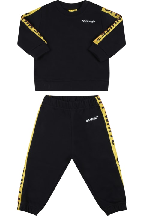 Black Tracksuit For Babykids With White Logo