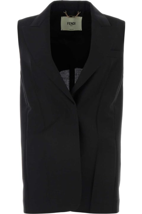 Coats & Jackets for Women Fendi Black Mohair Blend Vest