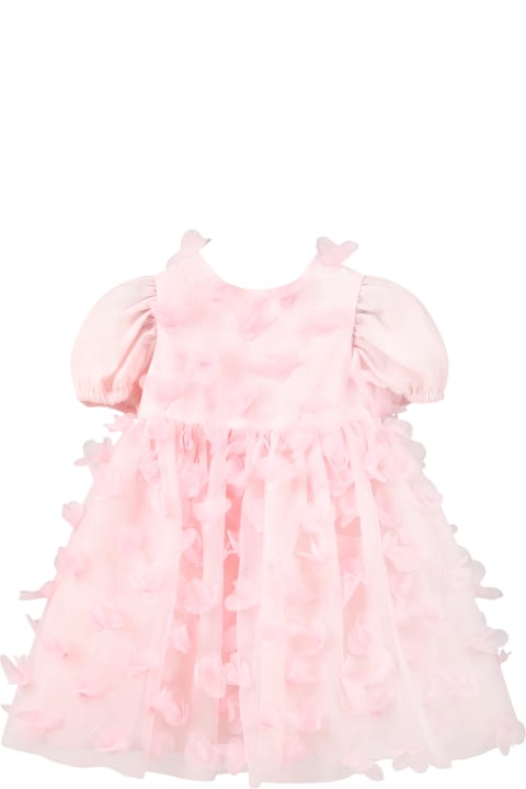 Pink Dress For Baby Girl With Tulle Applications