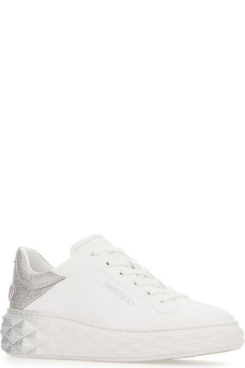 Jimmy Choo Shoes for Women Jimmy Choo White Leather Diamond Maxi/f Ii Sneakers
