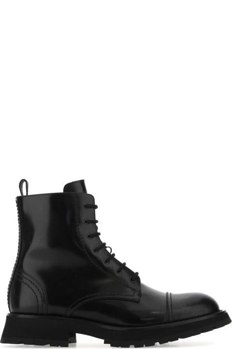 メンズ新着アイテム Alexander McQueen Black Leather Ankle Boots