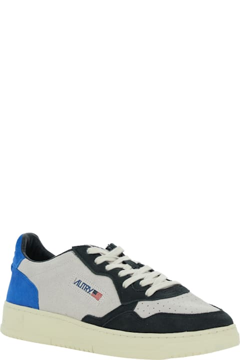 Shoes for Men Autry 'medalist Low' Blue Sneakers With Contrasting Heel And Inserts In Suede Man