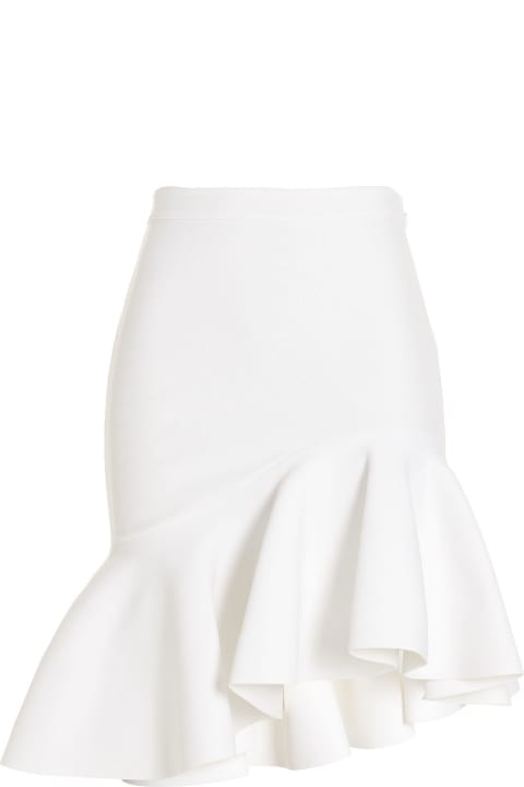 Fashion for Women Alexander McQueen White Short Skirt With Asymmetrical Peplum Hemline