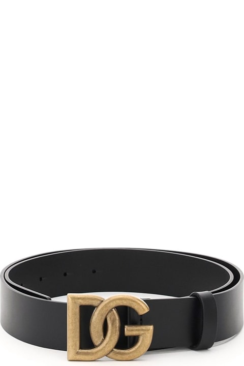 Fashion for Men Dolce & Gabbana Lux Leather Belt With Crossed Dg Logo