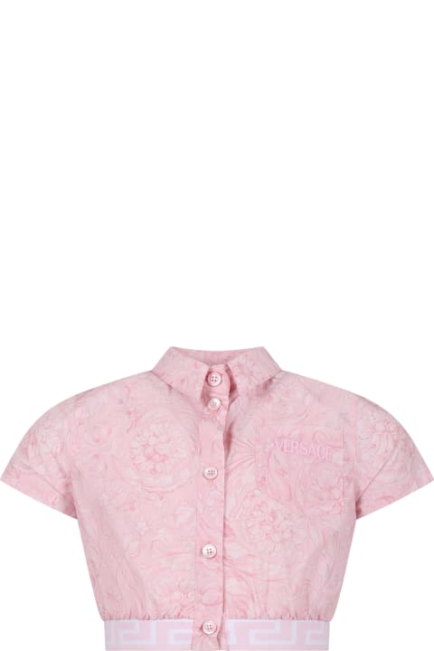 Fashion for Girls Versace Pink Shirt For Girl With Baroque Print