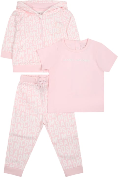 Little Marc Jacobs Bottoms for Baby Girls Little Marc Jacobs Pink Suit For Baby Girl With Logo