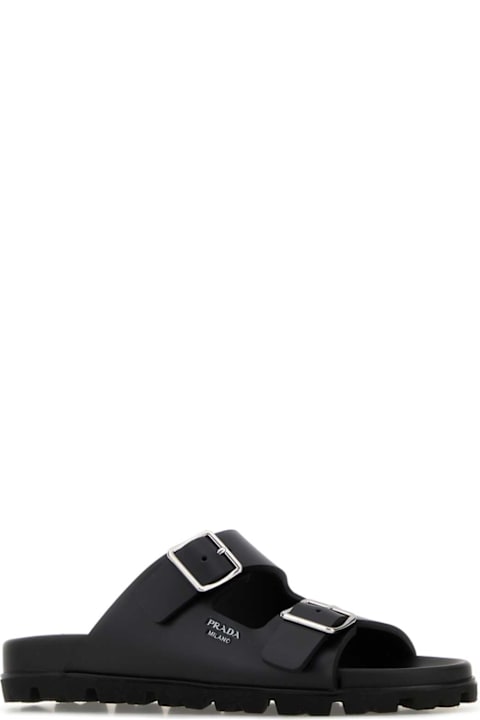 Prada Black Leather Slippers