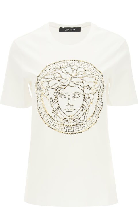 Medusa T-shirt With Studs And Rhinestones