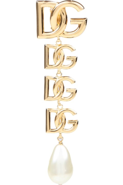 Single Earring In Brass With Logo