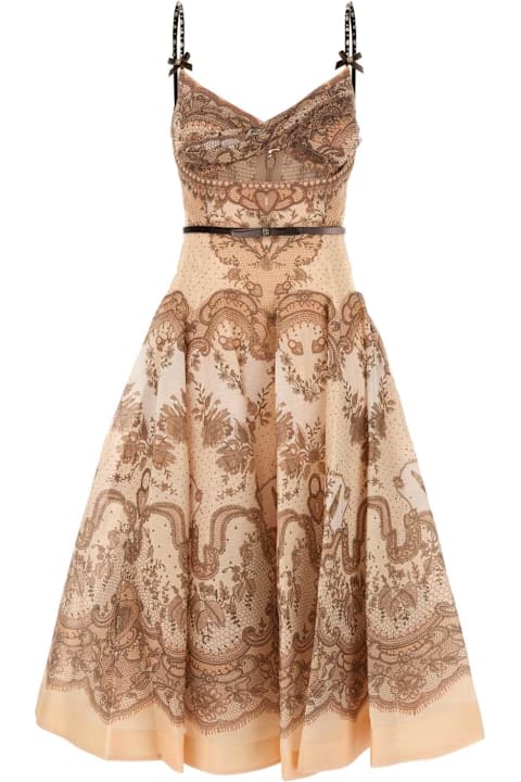 Zimmermann فساتين لـ السيدات Zimmermann Printed Linen Blend Crush Dress