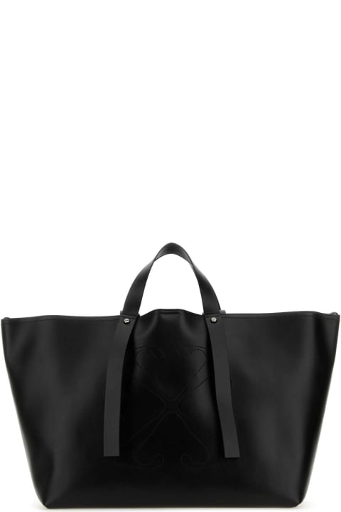 Off-White Men Off-White Black Leather Big Day Off Shopping Bag