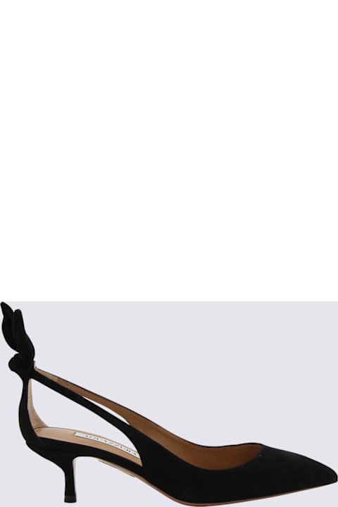 Aquazzura Black Suede Bow Tie Pumps