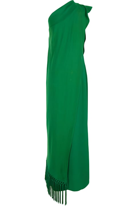 Taller Marmo Clothing for Women Taller Marmo 'berenson' Green One-shoulder Long Dress With Scarf Detail In Viscose Stretch Blend Woman