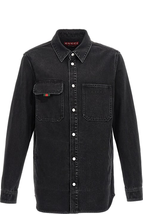 Gucci Coats & Jackets for Men Gucci Logo Embroidery Denim Jacket