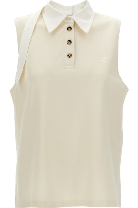 Courrèges ملابس علوية لـ السيدات Courrèges 'sangle Sleeveless' Polo Shirt