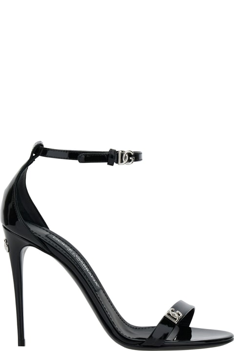 Dolce & Gabbana Shoes for Women Dolce & Gabbana Black Sandals With Dg Logo Detail In Patent Leather Woman