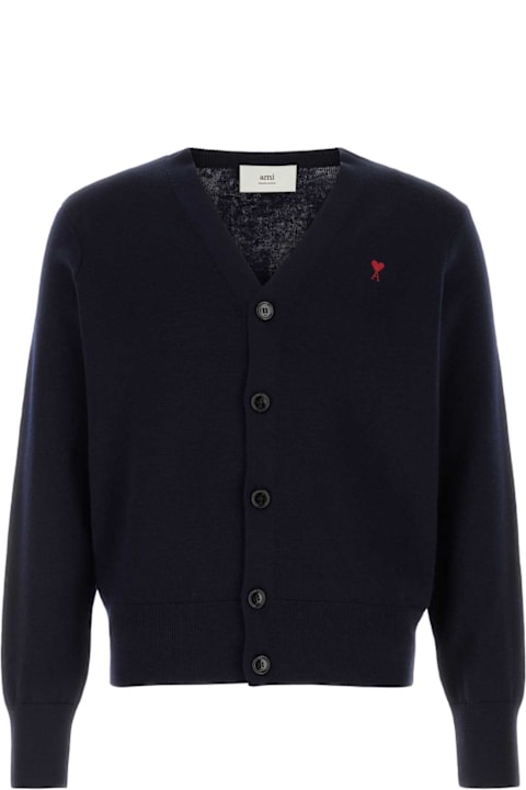 Ami Alexandre Mattiussi for Kids Ami Alexandre Mattiussi Dark Blue Wool Cardigan