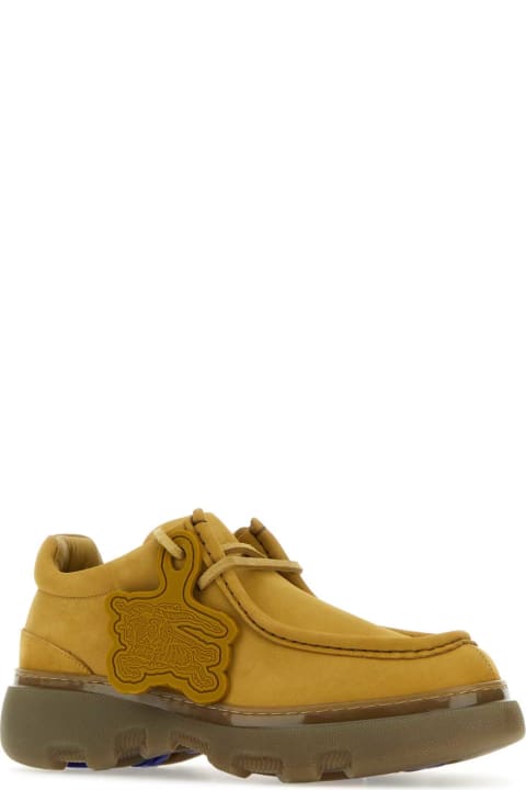 Fashion for Men Burberry Mustard Nubuk Creeper Lace-up Shoes