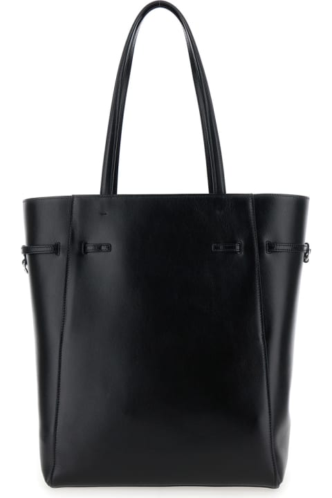 Bags for Women Givenchy 'voyou Medium' Black Tote Bag With Belt Detail In Leather Woman