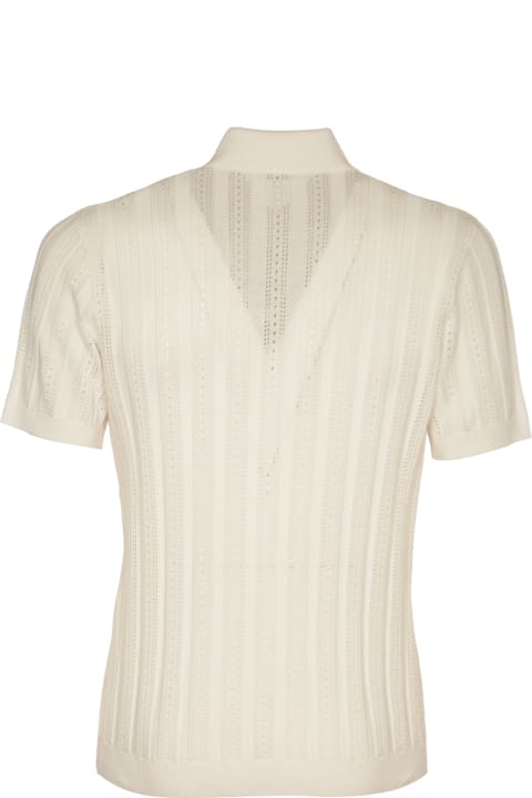 メンズ Kangraのシャツ Kangra Stripe Pattern Rib Trim Polo Shirt