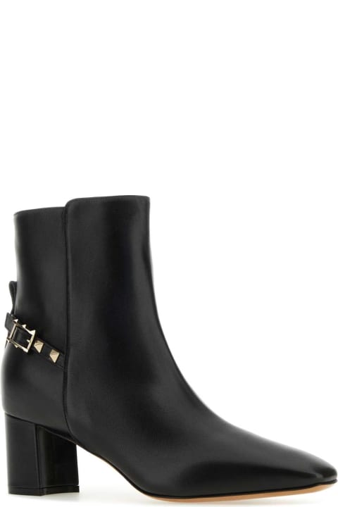 Fashion for Women Valentino Garavani Black Nappa Leather Rockstud Ankle Boots