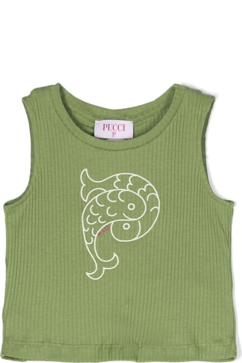 Fashion for Kids Pucci Green Ribbed Tank Top With Fish Motif