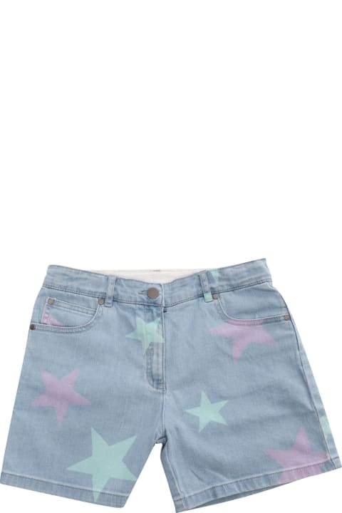 Bottoms for Girls Stella McCartney Kids Light Blue Shorts With Stars