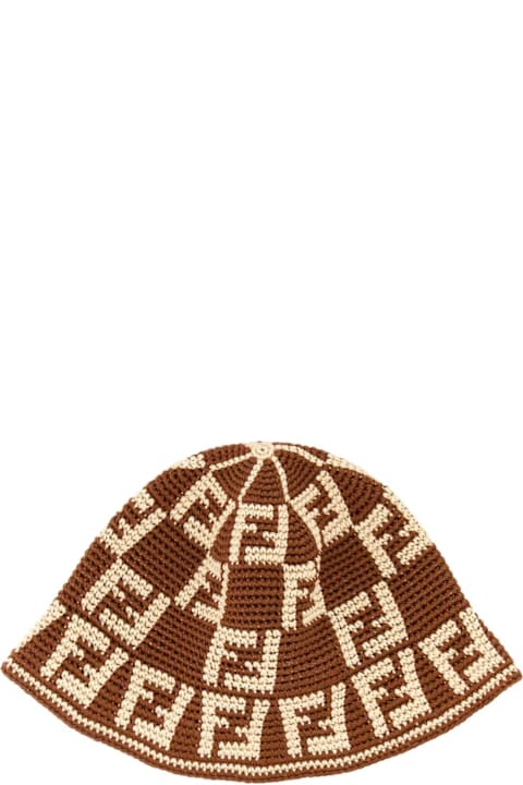 Hair Accessories for Women Fendi Two-tone Crochet Bucket Hat