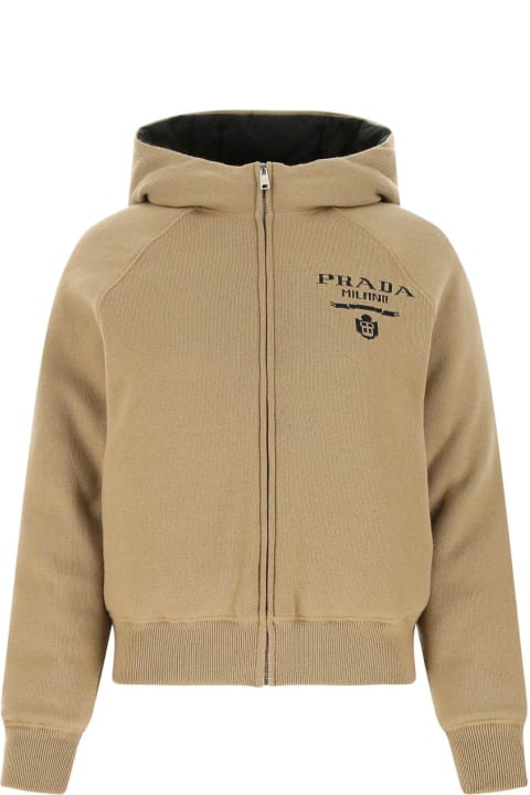 Prada Clothing for Women Prada Camel Cashmere Blend Down Jacket