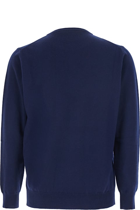 Kangra for Women Kangra Blue Crewneck Sweater With Ribbed Trims In Cashmere Man