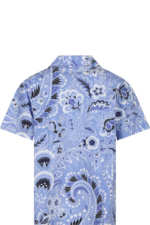 ボーイズ Etroのシャツ Etro Sky Blue Shirt For Boy With Paisley Pattern