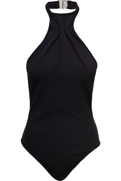 ウィメンズ GAUGE81のウェア GAUGE81 'nashvi' Black Halterneck Bodysuit In Viscose Blend Woman Gauge81