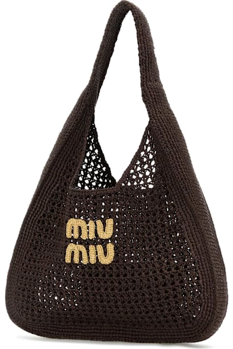Miu Miu Bags for Women Miu Miu Brown Crochet Shopping Bag
