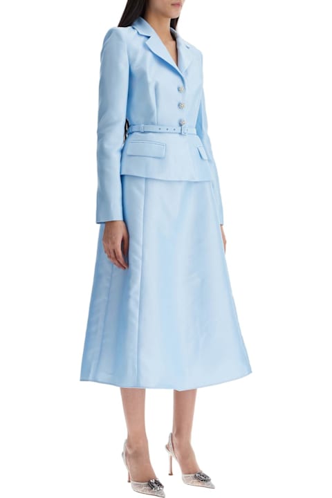 self-portrait Women self-portrait Long-sleeved Taffeta Midi Dress
