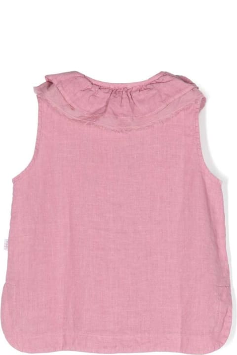 Il Gufo Kids Il Gufo Pink Shirt With Ruched Detailing In Linen Girl