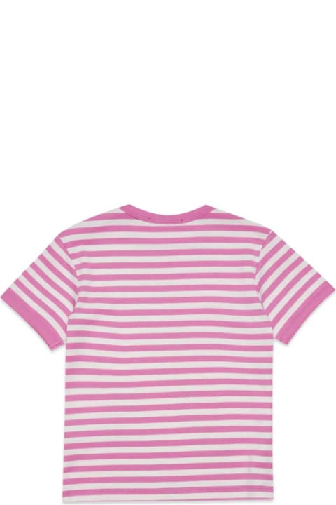 Max&Co. Kids Max&Co. White And Fuchsia Striped T-shirt With Logo