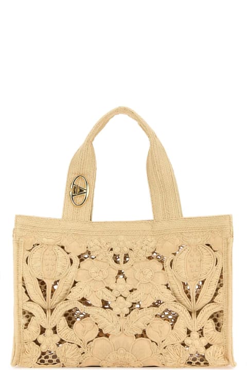Bags for Women Valentino Garavani Beige Macrame Lace Shopping Bag