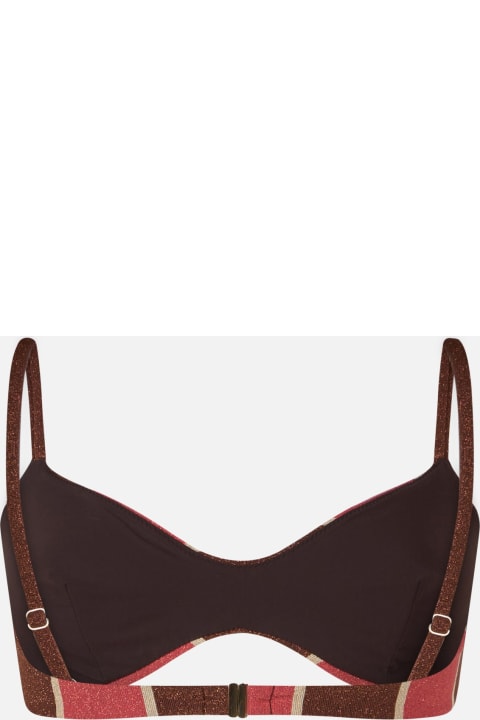 Homeware MC2 Saint Barth Woman Striped Lurex Scoop Bralette Beach Top May