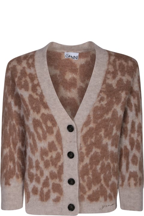 Ganni Sweaters for Women Ganni Cardigan In Animalier Alpaca