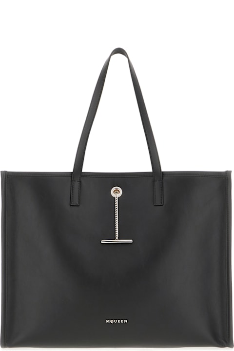 Alexander McQueen Totes for Men Alexander McQueen Black Leather Shopping Bag