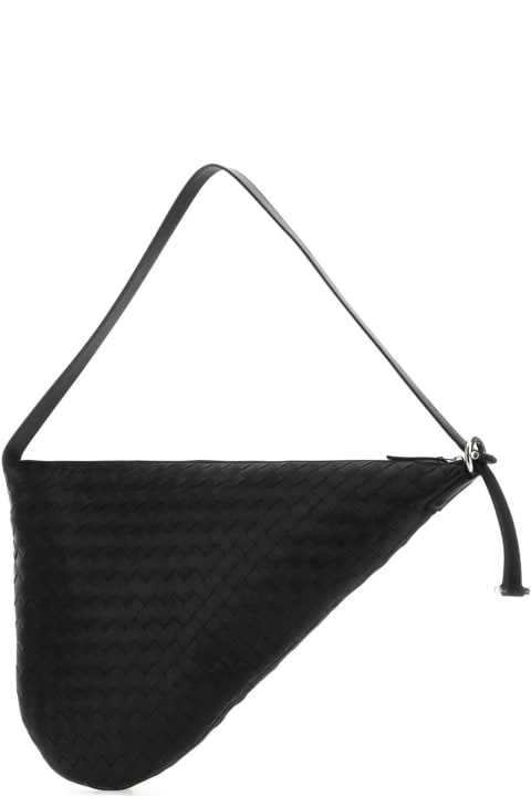 メンズ新着アイテム Bottega Veneta Black Leather Virgule Shoulder Bag