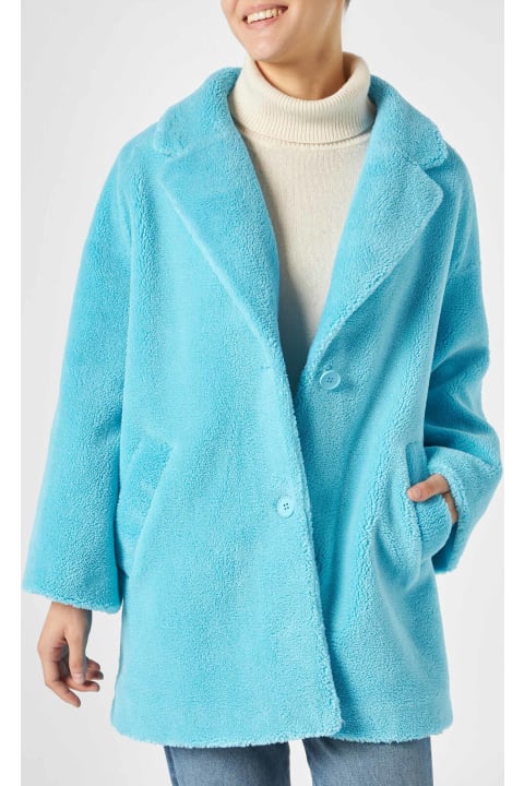 MC2 Saint Barth Coats & Jackets for Women MC2 Saint Barth Woman Coat Turquoise Teddy Fabric